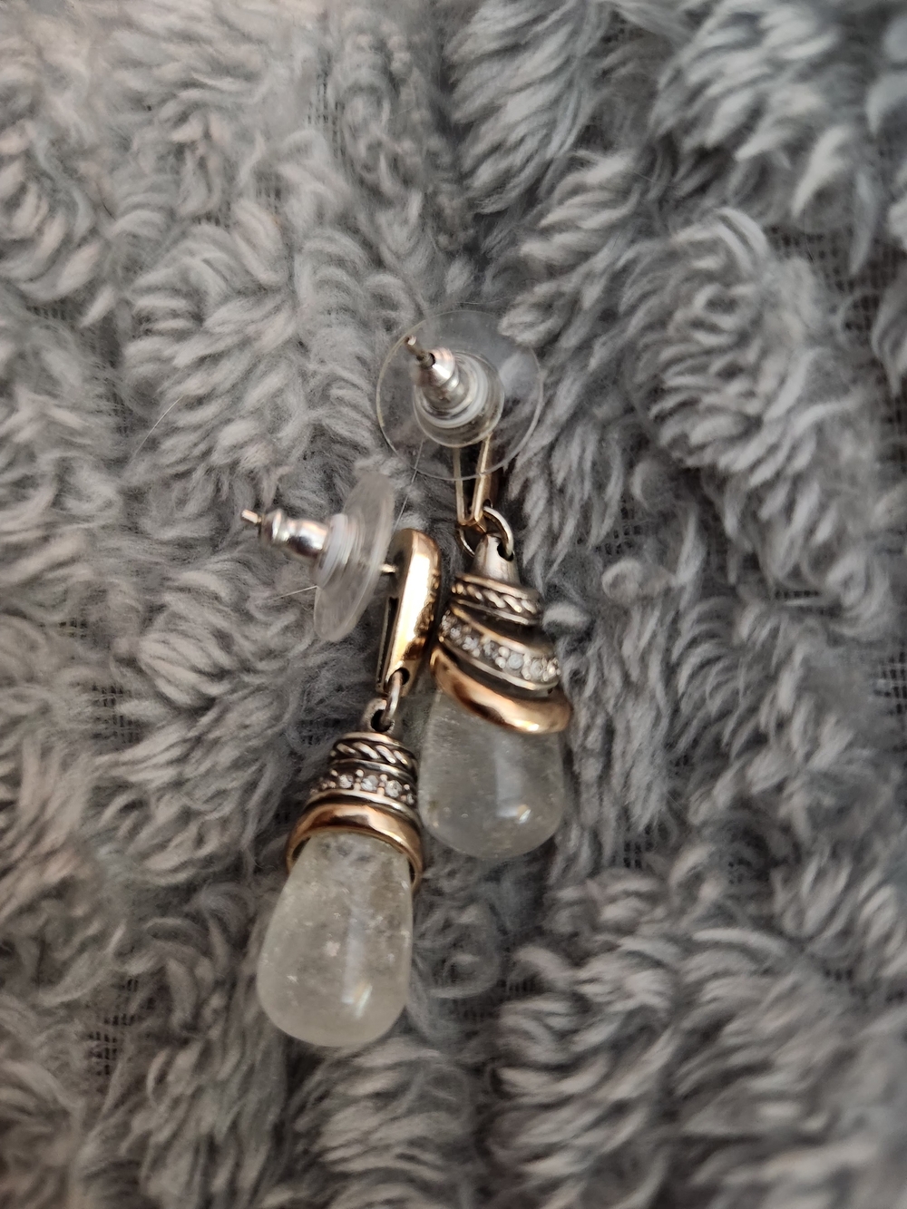 Brighton Neptunes Rings Crystal Drop Dangle Earrings - Gold & Silver Accents - Picture 3 of 4
